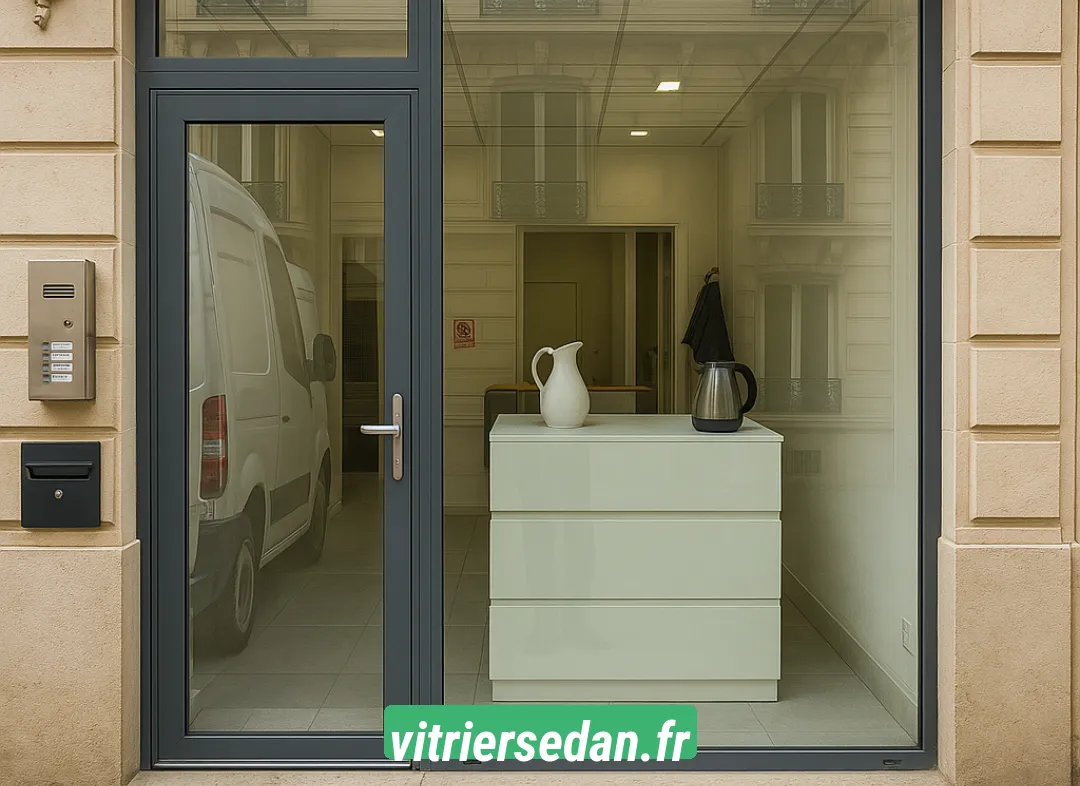 Façade vitrine de magasin en aluminium sur mesure à Sedan